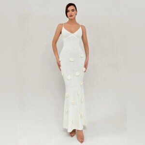 knit flower maxi dress elegant stunning New 🔥🔥🎉✨✨
